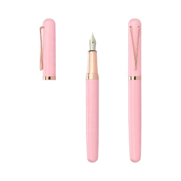 Довольно розовый цвет лучший подарок для Lady Promotion Custom Logo Luxury Rose Gold Metal Fountain Pen Ink